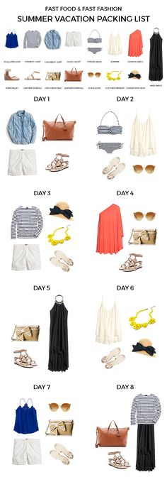 the ultimate summer vacation packing list is shown in this graphic diagram, which shows how to pack