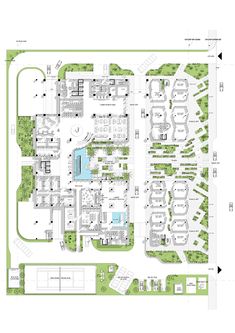 the site plan is shown in green and blue