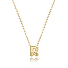 PRICES MAY VARY. 𝐒𝐈𝐙𝐄: Initial R necklace length:16.5"+2" , Bubble letter charm: about 0.31”*0.39”, With 1.0mm wide box chain, Simple and stylish！ 𝐎𝐂𝐂𝐀𝐒𝐈𝐎𝐍: Add this dainty initial necklace to your jewelry collection，It can be worn alone or layered with other necklaces for most everyday outfits. 𝐌𝐀𝐓𝐄𝐑𝐈𝐀: This dainty gold necklace is made of 14K gold plated to ensure a long without faded, that is nickel free, lead free, and hypoallergenic. 𝐀𝐒 𝐀 𝐆𝐈�𝐅𝐓: Choose your own gold R Necklace, Gold Letter Pendants, Name Choker, Necklaces Dainty, Cute Name, M Necklace, Dainty Initial Necklace, Bubble Letter, Initial Necklaces