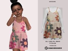 Sims 4 Children Clothes, Sims 4 Child Cc Clothing, Mod For Sims 4, Toddler Spring Dress, Sims Room, Sim4 Cc, Sims Download, Sims Gameplay