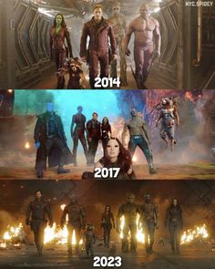 the evolution of avengers and thanos from 2012 to present in this time - lapse photo