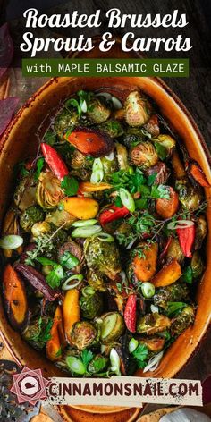 roasted brussels sprouts and carrots with maple balsamic glaze