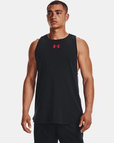 Super-soft cotton-blend jersey fabric is light & dries fast|4-way stretch material moves better in every direction|Dropped armholes for extra mobility & range of motion|Shaped hem for enhanced coverage Casual Dri-fit Activewear For Workout, Black Go-dry Tank Top For Sports Season, Black Activewear With Dropped Armholes For Workout, Black Activewear For Workout With Dropped Armholes, Black Sporty Activewear With Dropped Armholes, Sporty Black Activewear With Dropped Armholes, Sports Tank Top With Go-dry Technology, Sporty Sweat-resistant Athletic Tank Top, Sporty Sweat-resistant Tank Top For Sports Season