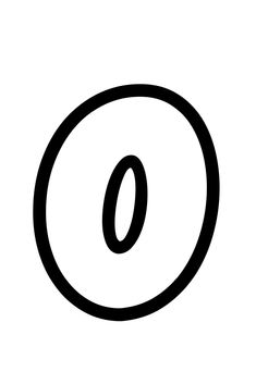 the letter o is shown in black and white, with an oval shape at the center