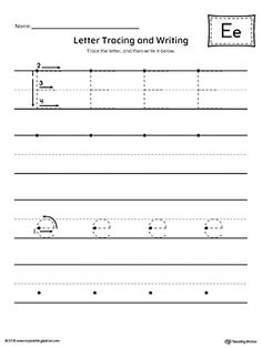 the letter e worksheet for writing letters and numbers with pictures to print out