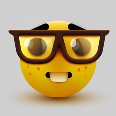 a yellow emoticon with glasses on it's face