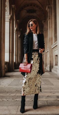 Sequin Midi Skirt Outfit, Sequin Skirt Outfit Casual, Midi Skirt Outfit Winter, Sequin Skirt Long, Glitters Skirt, Fiesta Outfit