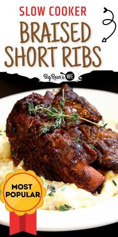 slow cooker braised short ribs with mashed potatoes