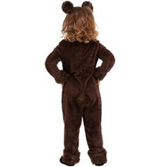 The Fun Costumes Brown Bear Halloween Costume for ToddlersTurn your little one into an adorable critter from the forest with this Kid's Brown Bear Costume! The costume comes with an ultra-soft brown jumpsuit that fits with easy-connecting hook and loop fasteners in the back. The front of the suit has a tan-colored tummy and the back has a little tail tuft in the back. It features faux fur around the cuffs and the collar for a fun touch of brown bear style. Finally, the costume comes with a fleec Brown Bear Costume, Bear Halloween Costume, Tail And Ears, Teddy Bear Costume, Bear Makeup, Brown Jumpsuit, Kid Bed, Fun Costumes, Bear Mask