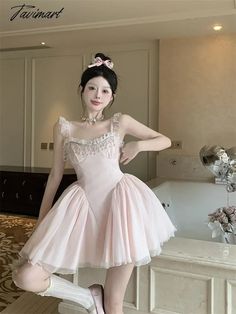 Dress Size: XS:Bust80cm,Length81cm,Waist64cm S:Bust84cm,Length82cm,Waist68cm M:Bust88cm,Length83cm,Waist72cm L:Bust92cm,Length84cm,Waist76cm Fitted Fairy Dress For Fancy Dress Occasions, Fitted Fairy Dress For Fancy Dress, Pink Fairy Dress For Wedding, Pink Sleeveless Dress For Fancy Dress, Pink Fitted Dress For Dance, Ballet Style Sleeveless Fitted Dress, Pink Fitted Princess Dress For Party, Spring Fairy Dress For Party In Balletcore Style, Pink Spring Dance Dress