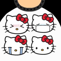 an image of hello kitty stickers on the back of a white dress with red bows