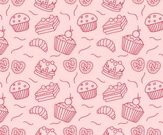 cupcakes and donuts on a pink background seamless wallpaper pattern stock photo