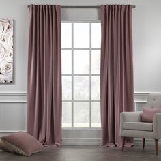 Lilijan Home & Curtain Faux Linen Decorative Room Darkening Curtain Panels & Reviews | Wayfair Mauve Curtains Living Room, Mauve Velvet Curtains, Mauve Curtains Bedroom, Pink Linen Curtains, Dark Pink Curtains, Pink Curtains Living Room, Dusty Rose Curtains, Pink And Brown Room, Blush Pink Curtains