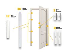 an open door with instructions for how to put the handle on it and what to use them