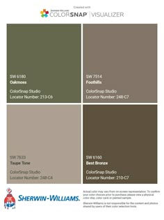 the color scheme for sherwinn - williams's paint swatches, including brown and