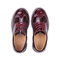 Page Boys' shoes adorned with a brogue detail for a casual and smart look are not only stylish but also offer optimum comfort and support for small feet. Burgundy Brogue Shoes completed with a chunky sole and a decorative welt seam around the sole create a retro vibe. Boys Dress Shoes are made of genuine patent* leather with a luxuriously varnished finish. Due to their shining finish, they are perfect for a special occasion like communion, wedding, Christmas, or an ordinary school day, but would Page Boy Shoes, Burgundy Dress Shoes, Toddler Boy Dress Shoes, Boys Loafers, Burgundy Shoes, Patent Leather Loafers, Patent Leather Shoes, Dress Shoe, Boy Shoes