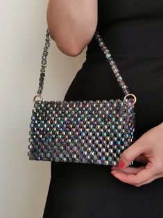 Crystal beaded handbag, sparkling bag, crystal purse,  gift for her, Glaring crystal bead bag, Celebration bag, Evening Bag, Gift, Gift for You're going to love our Luxury crystal bead bag, crystal bag, valentine's day gift for wife, bead bag, elegant evening bag, gift for her, handmade bag, wedding guest bag, prom bag, crossbody bag 🤍 Introducing our stunning crystal glass beads bag, the perfect accessory for any special occasion or glamorous event. Each bag is handcrafted with care taking us 2-5 days to make each piece. It features a beautiful array of sparkling crystal beads that catch the light and add a touch of elegance to any outfit. This is a statement piece and will fit cute small items such as a lipstick, mini perfume dispenser and keys. It comes with a detachable tarnish-free g Wedding Guest Bag, Perfume Dispenser, Crystal Bead Bag, Wedding Guest Bags, Beads Bag, Prom Bag, Crystal Purse, Bead Bag, Mini Perfume