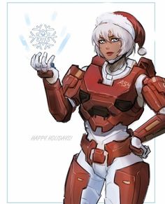 a drawing of a woman dressed in armor and holding a snowflake on her hand