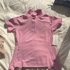 Athleta Every Day Golf Polo Tee Size Small In Pink New With Tags Spring Fitted T-shirt For Gym, Sporty Pink Training Tops, Fitted T-shirt For Gym In Spring, Sporty Pink Tops For Gym, Functional Pink Tops For Light Sports, Athleisure Short Sleeve Tops For Sports, Sporty Moisture-wicking Pink Tops, Fitted Go-dry Short Sleeve Top, Fitted Summer Training Top