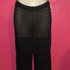 Fun And Funky. These Are New Although Tag Is Missing. Never Worn. Zara Black Crocheted Pants. Sz Small. Beautifully Designed. Great For Beach Coverup, Festival Wear, Even Dance Class. Crochet Boot Cut Pants, Black Crochet Pants, Crocheted Pants, Crochet Pants, Houndstooth Pants, Flowy Pants, Black Crochet, Linen Trousers, Dance Class