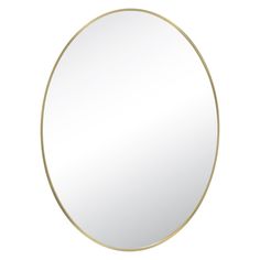 a round mirror with a gold rim