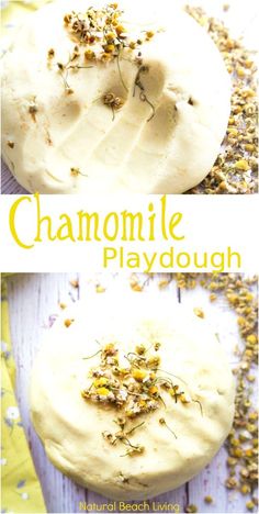 this is an image of a homemade play dough with chamomile toppings