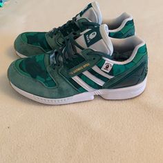 Used Sneakers In Excellent Condition Adidas Green Running Sneakers, Adidas Green Sports Sneakers, Adidas Green Lace-up Running Shoes, Adidas Green Training Sneakers, Dynamic Green Adidas Sneakers, Green Camo, Adidas Men, Camo, Athletic Shoes