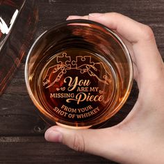 You Are My Missing Piece - Personalized Engraved Whiskey Glass Personalized Whiskey Glass, Engraved Whiskey Glass, Personalized Whiskey, Whiskey Glass, Retirement Parties, Perfect Gift For Him, Missing Piece, Groom Gift, Practical Gifts