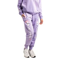 Step into a world of whimsy and comfort with the Hello Kitty & Friends My Melody and Kuromi Women's Lilac Hoodie and Joggers 2-Piece Set. This charming ensemble is perfect for fans who cherish style and comfort.

- Size: Small
- Color: Lilac
- Material: 60% Cotton, 40% Polyester
- Gender: Female
- Age Group: Adult

The hoodie features delightful graphics of My Melody and Kuromi, adding a playful touch to your casual wear. The cozy attached hood enhances its charm, making it ideal for chilly days Playful Cotton Sweatpants For Loungewear, Purple Cotton Sweatpants For Loungewear, Purple Cotton Sweatpants For Spring, Casual Purple Loungewear Sweats, Casual Purple Sweats For Loungewear, Lilac Hoodie, Kuromi And My Melody, My Melody And Kuromi, Melody And Kuromi