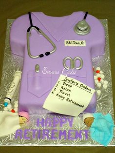 a cake that is shaped like a nurse's uniform and stethoscope