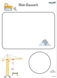 a construction themed worksheet with an image of a crane