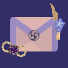 an open envelope with a ring and flower on it