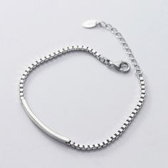 This Box Chain Bar Bracelet is a modern style bracelet with anti-allergic and durable finish that makes it blend with any outfit. Trendy Stainless Steel Box Chain Bracelets, Trendy Stainless Steel Box Chain Bracelet, Everyday Silver Chain Bangle Bracelet, Modern Silver Chain Bangle Bracelet, Trendy Box Chain Link Bracelet, Minimalist Metal Chain Bracelet With Box Chain, Minimalist Metal Bracelet With Box Chain, Trendy Box Chain Bracelet, Modern Silver Chain Bracelet For Gift