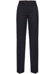 jet black twill weave pressed crease belt loops concealed front fastening straight leg two rear button-fastening jetted pockets Satin Trousers, Yoko London, City Dress, Twill Weave, Summer Beach Wear, Straight Leg Trousers, Cropped Trousers, Ski Wear, Lady Dior