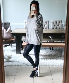 40 Ways to Style Leggings! - The Sister Studio Tennis Shoes Outfit, Boots And Leggings