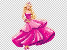 barbie the princess in pink dress standing with her hands on her hips