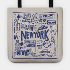 New York Sites and Scenes Souvenir -- Choose from our vast selection of tote bags to match with your desired size to make the perfect custom tote. Pick your favorite: Movies, TV Shows, Art, and so much more! Available in Single Sided Print or Double Sided Print in small, medium, and large. Perfect for work, class, the beach, and leisure. New York Tote Bag, New York Tote, Nyc Times Square, American Travel, Merchandise Design, City Skyline, Travel Aesthetic, Custom Tote, North America