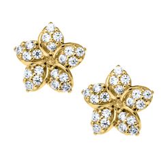 Flower CZ Stud Earrings 14K by Kury - Available at SHOPKURY.COM. Free Shipping on orders over $200. Trusted jewelers since 1965, from San Juan, Puerto Rico. Gold Flower Earrings With Brilliant Cut, Yellow Gold Flower Diamond Earrings With Brilliant Cut, Gold Flower Diamond Earrings With Prong Setting, Gold Cluster Earrings With Flower Shape, Yellow Gold Flower Earrings With Brilliant Cut, Gold Flower Cluster Earrings With Prong Setting, Gold Flower-shaped Cluster Earrings With Prong Setting, Yellow Gold Diamond Flower Cluster Earrings, Gold Flower-shaped Cubic Zirconia Cluster Earrings