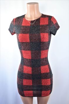 Size: M Dress Black And Red, Knit Mini Dress, Plaid Dress, Red Plaid, Dress Black, Final Sale, Short Sleeve Dresses, Black Dress, Black And Red