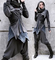 crowrunner: “  Subzero Stealthing 🌨️️Deep in enemy territory, she surveys the tundra wasteland, the frost-laden wind whipping at her hood and shrouding her in mountain mist🌫️️ Everything is second hand or... Gender Neutral Fantasy Outfits, Dnd Inspired Outfits, Modern Fantasy Clothing, Solarpunk Ideas, Rasheeda Frost Fashion, Cyberpunk Mode, Thor Girl, Darkly Inclined, Vetements Shoes