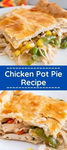 chicken pot pie recipe on a white plate