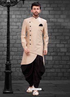 Glossy Gold Indowestern Sherwani For Men Canada Embroidery, Kurta For Man