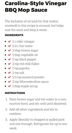 an info sheet describing how to use the bbq mop sauce for hot dogs