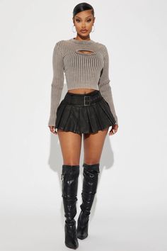 Out All Night Faux Leather Skort - Black | Fashion Nova, Skirts | Fashion Nova Leather Skort, Leather Skirt Outfit, Fashion Nova Outfits, Night Out Outfit, Baddie Outfits Casual, Cute Simple Outfits, Bottom Clothes, Simple Outfits, Skirt Fashion