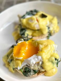 two eggs are sitting on top of some bread