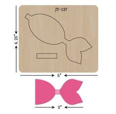 a wooden cutting board with a pink bow on it and the shape of a turtle