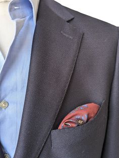 Here is a beautiful pocket square from Battisti Napoli. Made with wonderfully soft cotton silk blend, this classic square is a great addition to any tailored ensemble. DETAILS: Color: Dark red with navy blue Composition: 70% Cotton 30% Silk Measurements: 12" square Made in: Italy Luxury Silk Neckwear With Pocket Square, Burgundy Pocket Square, Elegant Blue Semi-formal Pocket Square, Luxury Navy Standard Tie, Classic Blue Silk Pocket Square, Cotton Silk, Pocket Square, Dark Red, Navy Blue