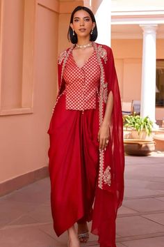 Indowestern Designs, Saree Upcycle, Kurtis Style, Dress Kurti, Embroidered Cape, Sleeveless Waistcoat, Western Dresses For Women