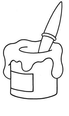 a drawing of a bucket with a knife in it