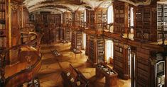 an old library with lots of books on shelves